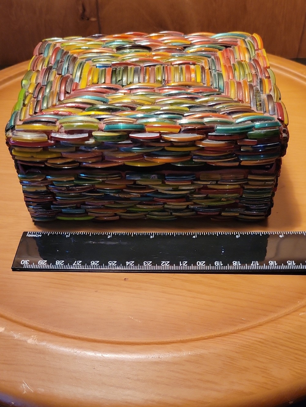 Cost Plus World Market Multicolor Mosaic Jewelry Box - Yellow & Green Accents
